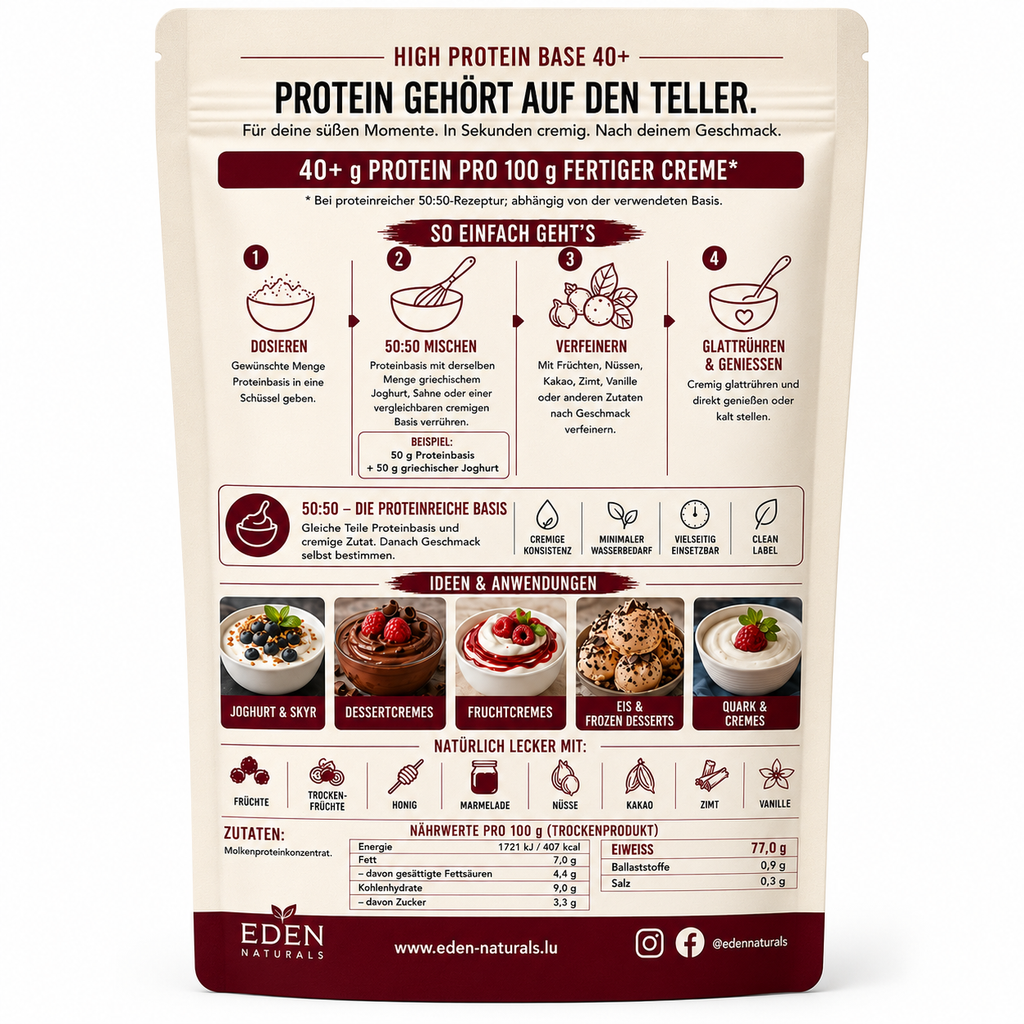 Eden Naturals High Protein Base · Cremes & Desserts
